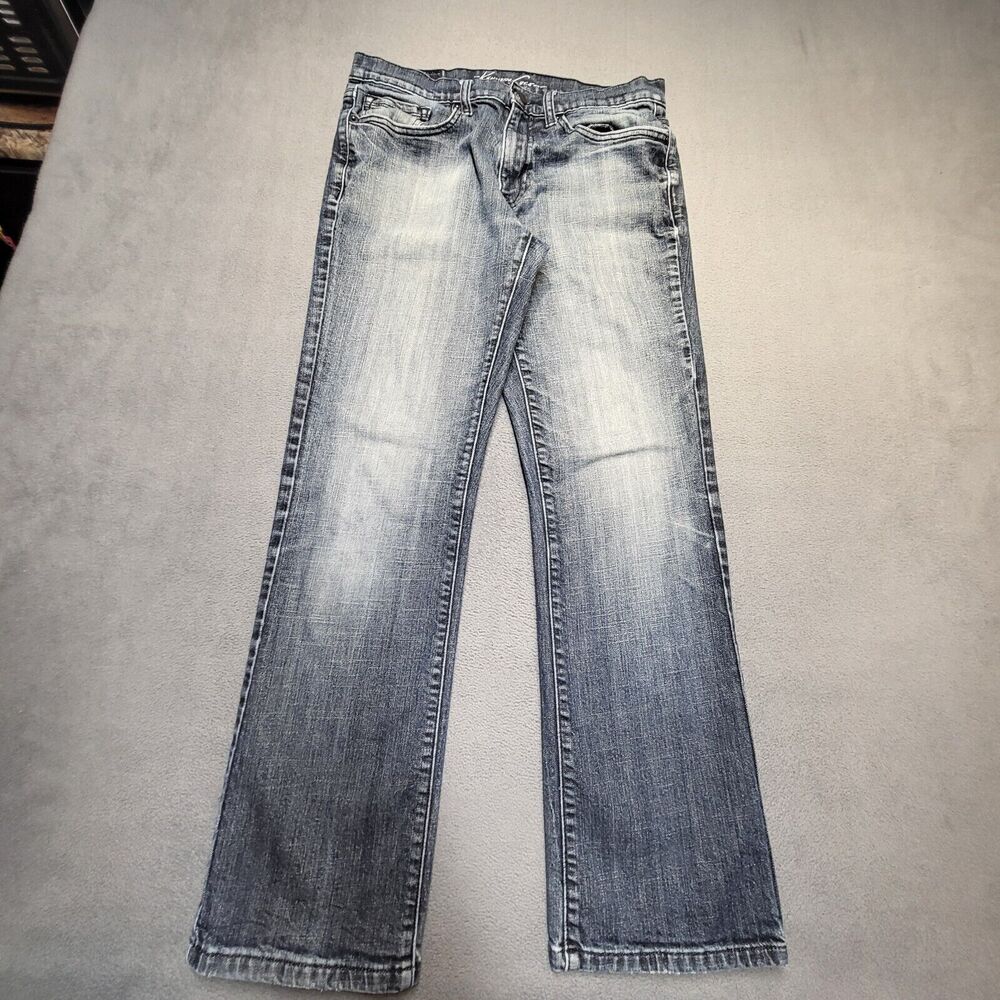 Kenneth Cole Reaction Jeans Mens 30x28 Blue Denim Straight Leg Distressed